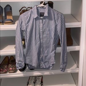 Abercrombie Blue and White Striped Button Down